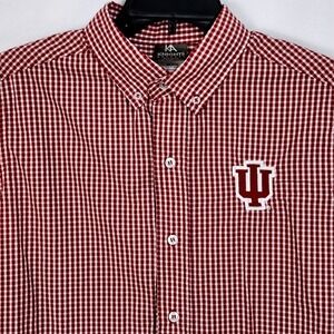 IU Indiana Hoosiers Long Sleeve Button Down‎ Shirt Mens Medium Red White Gingham